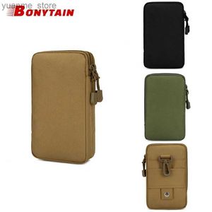 Sportzakken EDC Molle Bag Purse Dubble Layer Outdoor Waterdichte militaire taille Fanny Pack Mannen onder de 7 inch Telefoon Pouch Camping Tactical Bag Y240410