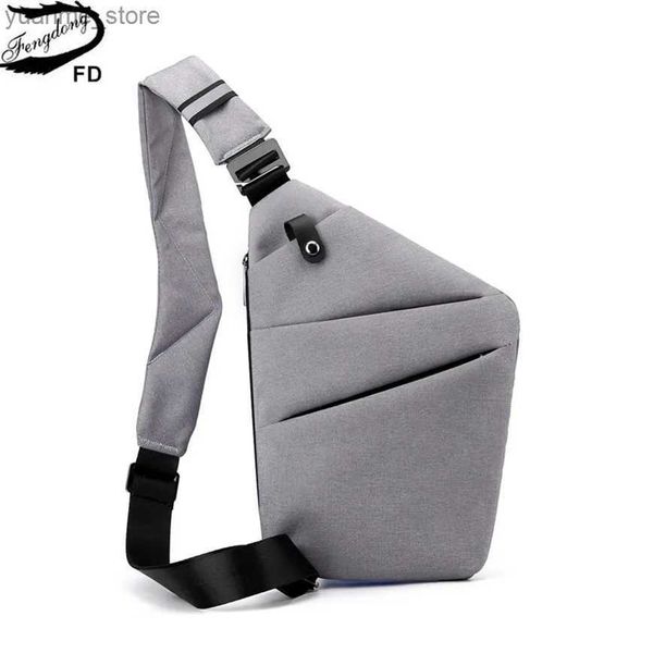 Sacs de sport Fengdong Mens Ultra-Thin Antift Small Sac à poitrine Mini Cross Body Bod Mens Single Single Sling Sac de sport Boy Sag Y240410