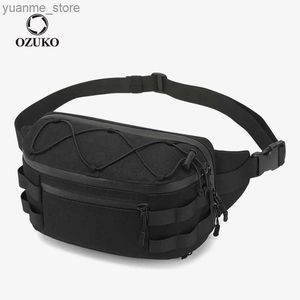 Sacs de sport Ozuko Mens Sac de taille Sac de mode Fashion Sac de sport extérieur Sac de ceinture jeunesse Sag de taille pour hommes imperméables Sac de ventilateur de grande capacité Y240410