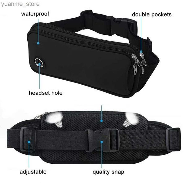 Sacs de sport Sports Fanny Pack Sac à courroie pour femmes hommes Running Belt Belt Mobile Black Fitness Sac Running Accessoires Y240410699R