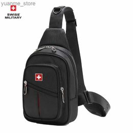 Sportzakken Zwitserse mode borstzakken Buiten Leisure Waterdichte schouder Crossbody Tas Grote ruimtetas Mannen Praktisch duurzame slingerzak Y240410