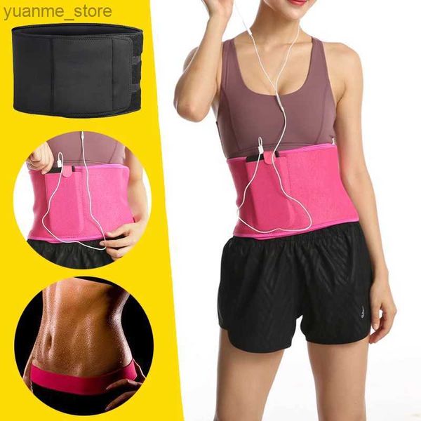 Sacs de sport à taille élastique réglable unisexe ceinture de support néoprène Faja Back Sweat Sweat With Pocket Fitness Belt Trainer Heuptas Y240410