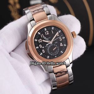 Sportdatum 5164R-001 5164A-001 GMT Dual Time Extra groot Black Dial Automatic Mens Horloge Rose Goud Twee Tone Band Bens Horloges