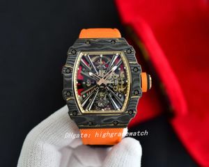 Sport Designer horloge hol uit gestroomlijnd RM12-01 NTPT Tourbillon Handmatige ketting Bewegingsgrootte ongeveer 51x42x15mm Sapphire Mirror Montre de Luxe