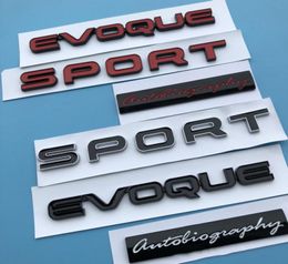 Logo de barre d'emblème de lettres SPORT EVOQUE pour Land Range Rover SV autobiographie édition ultime insigne de barre style de voiture Trunk8108210