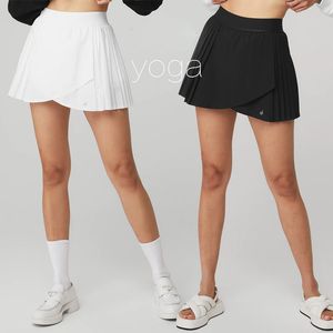 Sport Golf Tennis-rokken met ingebouwde shorts Women Solid Color Cross Cross geplooide Mini Skorts Badminton Workout Rok