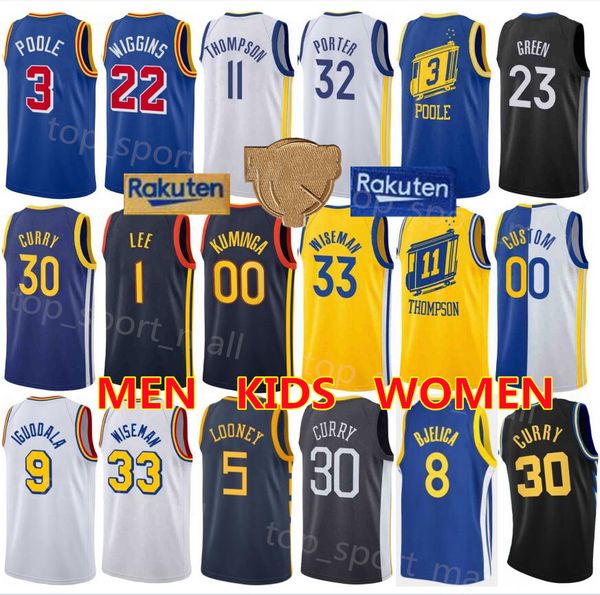 Print Basketball Finals Andrew Wiggins Jerseys Stephen Curry Klay Thompson Poole Damion Lee Nemanja Bjelica Otto Porter Green Wiseman Kuminga Looney City Earned