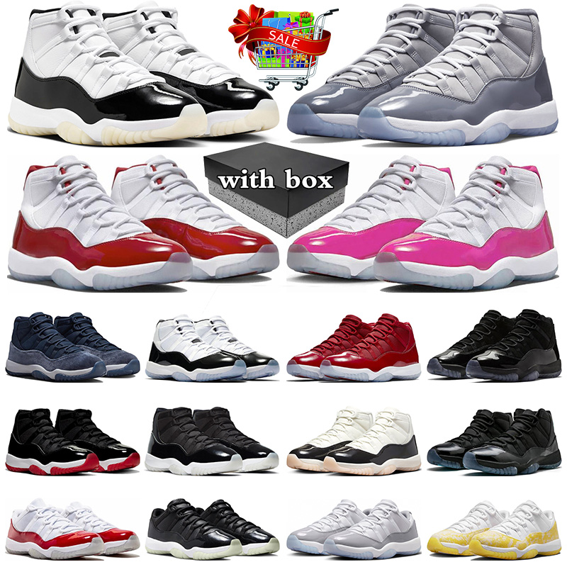 with box jumpman 11 basketball shoes cherry 11s Gratitude Cool Grey Cap And Gown Cement Grey Bred mens trainers women sneakers sports