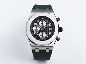 Sport Luxury Men's Watch AP26470 Black Face Mouvement mécanique automatique Chrono Work Sapphire Glass Diamètre 42mm Rubber