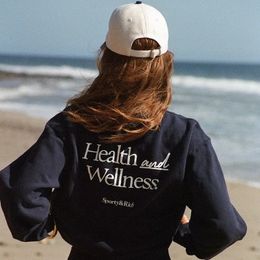 Sport Make You Wellness Afdrukken Grafische damessweatshirts met lange mouwen, losse katoenen dikke fleece trui, vintage stijl truien 231228