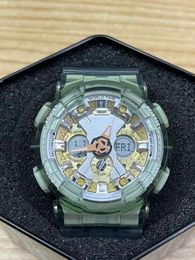 Montre de Sport à Quartz numérique vert clair pour hommes, 120, heure mondiale, LED étanche, levée automatique des mains, série chêne clair