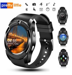 Sport Men Smart Watch V8 Sim Card Android Camera afgerond ANTWOORD CALL CALL Smartwatch Hartslag Fitness Tracker1534813