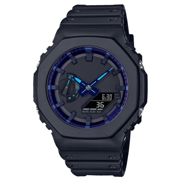 Montre numérique de sport à quartz pour hommes, montre glacée, assemblage détachable, étanche, affichage LED de l'heure mondiale, série Oak, 8 couleurs, 2283