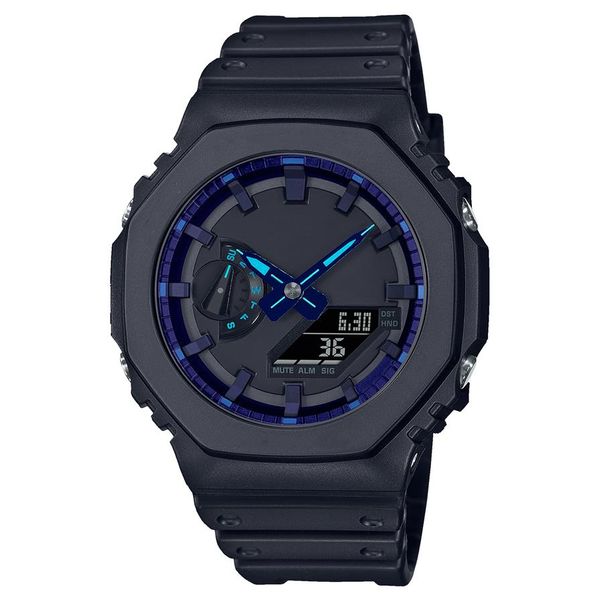 Reloj digital de cuarzo deportivo para hombre Reloj helado Montaje desmontable Pantalla LED de hora mundial a prueba de agua Serie de roble 8 colores 230 g