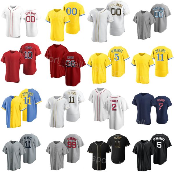 Baseball 11 Maillot Rafael Devers 99 Alex Verdugo 2 Justin Turner 5 Enrique Hernandez 7 Masataka Yoshida 36 Triston Casas 41 Chris Sale Space City Connect Homme Femme H-W