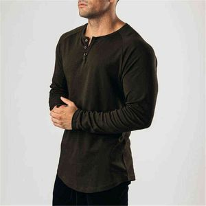 Sport Shirt Gym vêtements fitness t-shirt hommes mode étendre hip hop automne t-shirt à manches longues coton musculation muscle t-shirt G1222