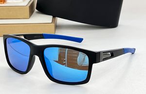 Sport zonnebril mat zwart/blauw spiegel lens heren designer zonnebril Shades Sunnies Gafas de sol UV400 brillen met doos