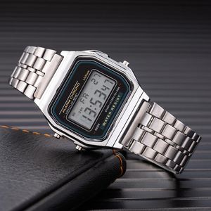 Sport Watch Men Digital Led Fashion Square Alloy Dial Electronic Womens Watches Kids Clock Male For Boy Montre Homme