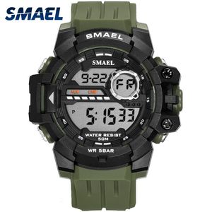 Montre de sport étanche Led Smael Sshock Resist Militaire Hommes Montre Automatique Mécanique 1712 Montres Numériques Marque De Luxe Q0524