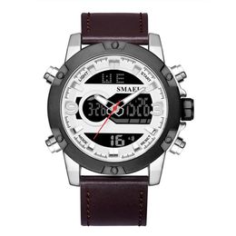Montres sportives étanche à double affichage authentique quartz wrists wrists grand cadran mode cool homme 1320 watch numérique LED Men2461