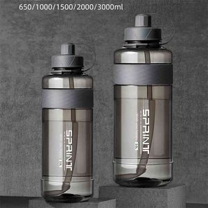 Bouteille d'eau de sport sans BPA avec paille 1L 2L plastique pour 210914