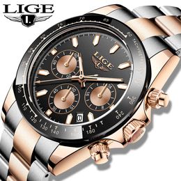 Reloj de pulsera deportivo para hombre LIGE, marca superior, reloj resistente al agua de acero inoxidable, reloj de pulsera militar de cuarzo para hombre, reloj Montre Homme 210517