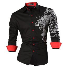 Robe de chemise pour hommes sportrendy décontracté à manches longues slim fit dragon élégant jzs041 220811