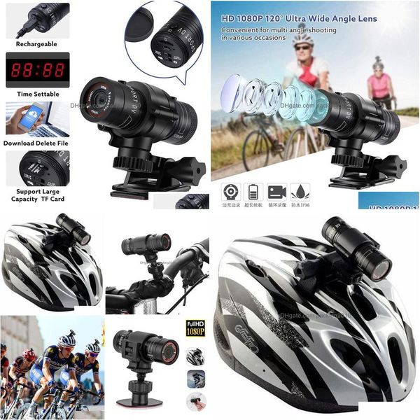 Caméras vidéo d'action sportive 1080P Caméra Caméscope Étanche Mini Vélo De Plein Air Casque De Moto Hd 12M Pixels Dv Enregistreur De Voiture 23 Dhcfr