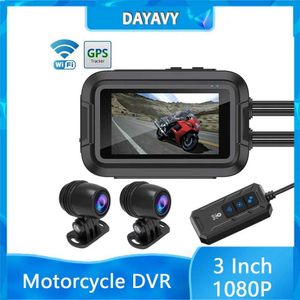 Sports Action Video Cameras 2lens 1080p Motorcycle DVR 3INCH IPS IMPHOPER MOTOR MOTOR WIFI GPS DRIVEPROCRER Recordier avant et arrière