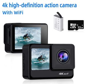 Sports Action Video Cameras 4K Action Camera WiFi Dual écran Ultra High-définition 30m APPAREE APPAREIL CHELMET ACCESSOIRE DE BICYLET J240514