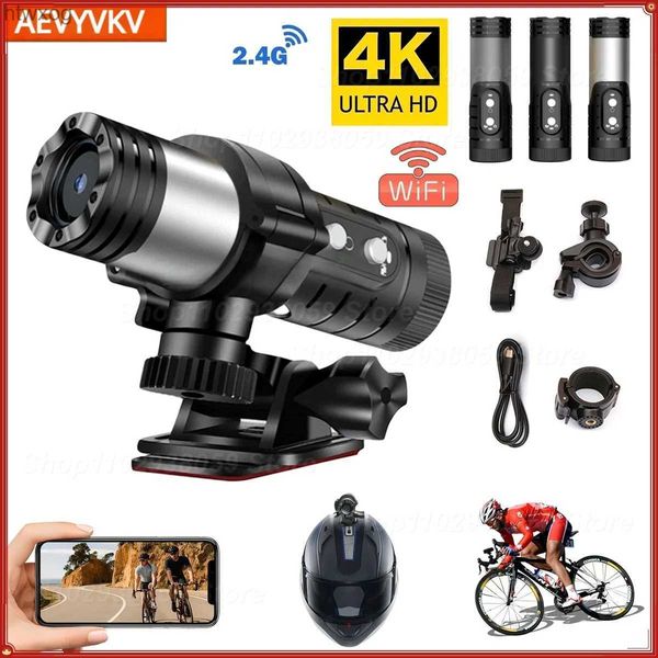 Caméras vidéo d'action sportive 4K Full HD Wifi caméra portable étanche et anti-secousse caméras de sport vélo moto casque caméra lampe de poche caméscope YQ240129