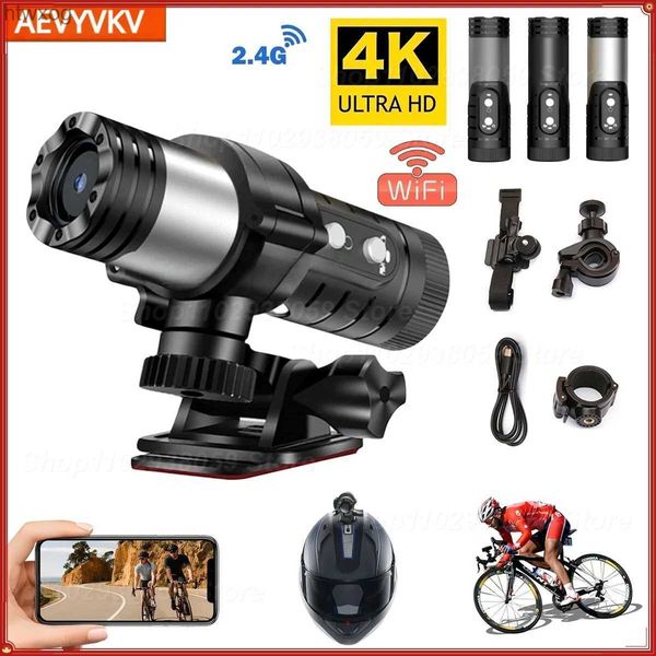 Cámaras de video de acción deportiva 4K Full HD Wifi Cámara portátil Cámaras deportivas impermeables y antivibración Bicicleta Casco de motocicleta Cámara Linterna Videocámara YQ240129