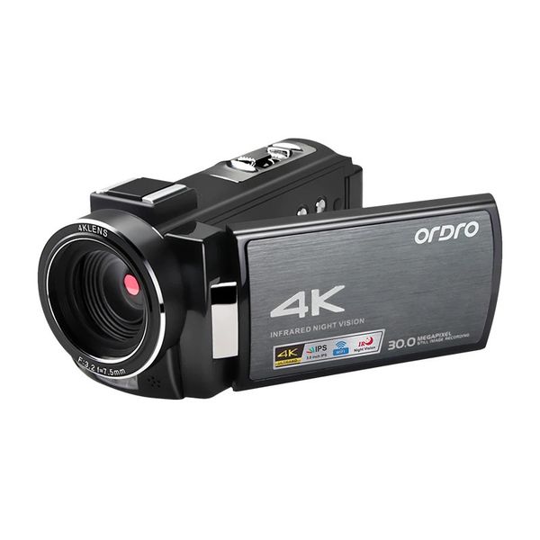 Cámaras de video de acción deportiva 4K UHD Videocámara profesional Ordro AE8 Cámara Vlogging Grabadora de filmación con WIFI IR Visión nocturna Zoom digital 231212