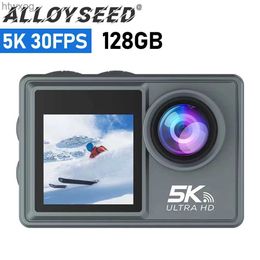 Caméras vidéo d'action sportive 5K 30FPS Caméra d'action double écran IPS Caméra vidéo extérieure étanche 170 degrés grand angle télécommande photo chronométrée SD 128 Go YQ240129