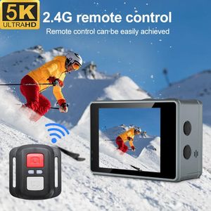 Videocamere per azioni sportive 5K 30FPS Telecamera con telecomando Wifi Videocamera con schermo LCD IPS a due colori 170 Ampio registratore impermeabile 30M 231130