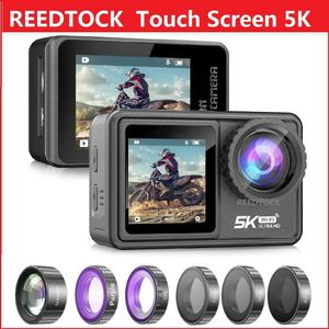 Sport Action Video Camera's Action Camera 5K 30fps Dual Touch Screen 48MP EIS Remote Control Wifi Waterdichte afneembare filter Sportvideo -recorder B240516