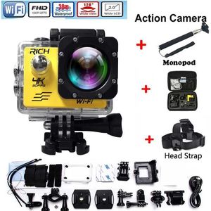 Sport Action Video Camera's Action Camera WiFi voor Pro Hero 4 Sportcamera 1080p HD 30m Waterdichte sportcamera Extra hoofdband+tas+Single Leg Stand J240514