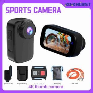 Caméras vidéo d'action de sport Caméra de pouce d'action 4k 30fps Anti-secousse 360 Batterie Wifi Télécommande sans fil Mini Bodycam Clamp Casque Aam Sports Camera YQ240129