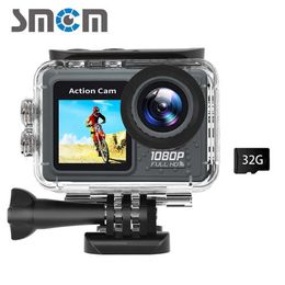 Cameras vidéo d'action sportive AGRES AGRIQUES 1080P AGRAGE 1080P AGRAGE (Batterie intégrée) WiFi 16 mégapixels 2 +1,4 Affichage à double écran 120 W J240514