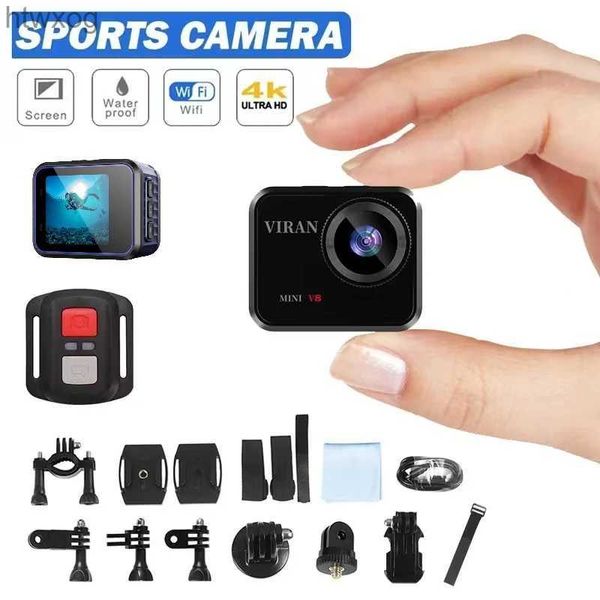 Caméras vidéo d'action sportive HD Wifi Mini V8 caméra d'action 4K 60FPS avec écran de télécommande étanche DV Sport caméscope enregistreur de lecteur Webcam sans fil YQ240129