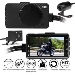 Action sportive Video Cameras Motorcycle Dashcam Full HD Dual Dual 1080p Motorcycle DVR All Imperproof Moto Camera 3 pouces Recorder de la caméra avant et arrière J240514
