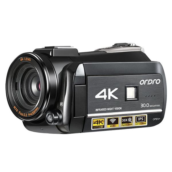 Caméras vidéo d'action sportive Ordro AC3 Caméra 4K Caméscope professionnel Zoom numérique 30X Vision nocturne infrarouge Enregistreur de vlogging pour Blogger 231212