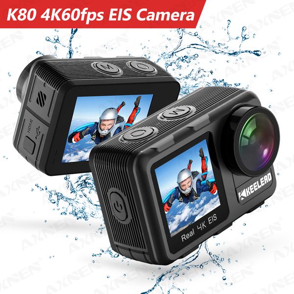 Caméras vidéo d'action sportive Original KEELEAD K80 4K 60FPS 20MP WiFi Caméra 2 pouces Écran Tactile EIS 2 4G 1080P Webcam Étanche Sport Vlog Cam 230731