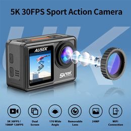 Sport Action Video Camera's OurLife Action Camera 5K30FPS 48MP EIS 2 IPS Dual Screen Optioneel 6 Filter Wireless Microfoon WiFi WiFi Anti-Shake Sport Camera's J24051444