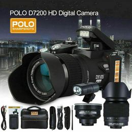 Sportactievideocamera's POLO D7200 HD Digitale camera 24X Telepo Groothoek Micro Enkele lithiumbatterij Drie lenzen 231212