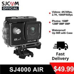 Caméras vidéo d'action sportive SJCAM Caméra d'action SJ4000 AIR 4K 30PFS 1080P 4x Zoom WIFI Casque de vélo de moto Cam étanche Caméras d'action vidéo de sport 230718