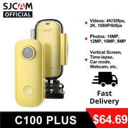 Caméras vidéo d'action sportive SJCAM C100 Plus Mini caméra d'action Caméra de pouce 4K 30FPS H.265 NTK96675 WiFi 30M Étanche Sports DV Caméra Webcam 230718