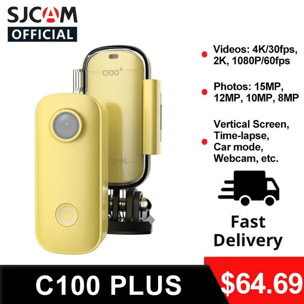 Caméras vidéo d'action sportive SJCAM C100 Plus Mini caméra d'action Caméra de pouce 4K 30FPS H.265 NTK96675 WiFi 30M Étanche Sports DV Caméra Webcam 230718