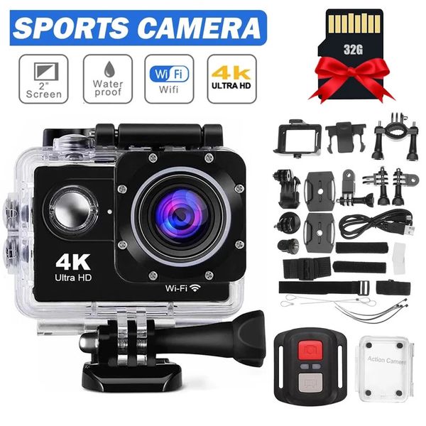 Cámaras de video de acción deportiva Cámara de acción Ultra HD 4K 30 fps / 170D Casco subacuático Pantalla impermeable de 2.0 pulgadas WiFi Control remoto Deportes go Video Camera pro 231128