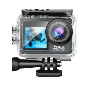 Sports Action Video Cameras Ultra HD 5k 30fps Action Caméra Action 170 degrés Télécommande WiFi Timed Photo SD 128 Go Double IPS Screen Bicycle Action Action Caméra J24051